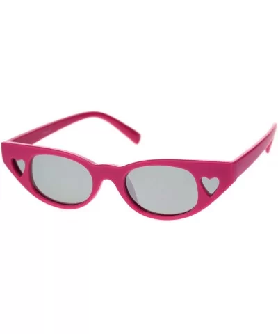 Womens Narrow Cat Eye Heart Shape Side Lens Plastic Sunglasses - Pink Silver Mirror - C918S7C6SZM $13.96 Rectangular