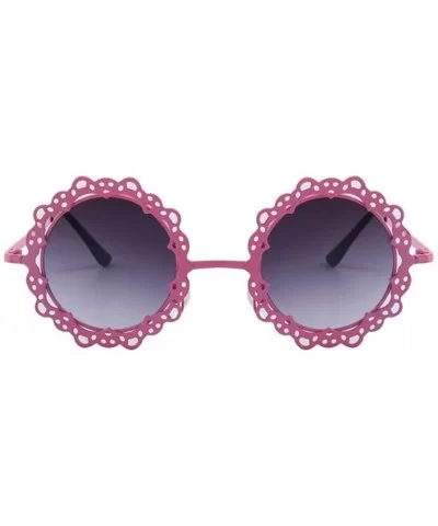 Women Hollow Out Round UV400 Sunglasses Vintage Retro Lace Flower Glasses - Pink - CN17YA3CRWH $12.48 Rimless