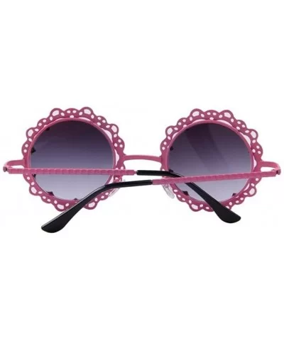 Women Hollow Out Round UV400 Sunglasses Vintage Retro Lace Flower Glasses - Pink - CN17YA3CRWH $12.48 Rimless