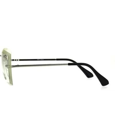 Squared Beveled Lens Womens Large Rimless Cat Eye Fashion Sunglasses - Clear - C71872DNWTX $19.51 Rimless