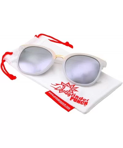 Womens Fashion Dapper Horned Rim Mirrored Lens Sunglasses - Silver - CG18KNNDY5H $13.61 Square