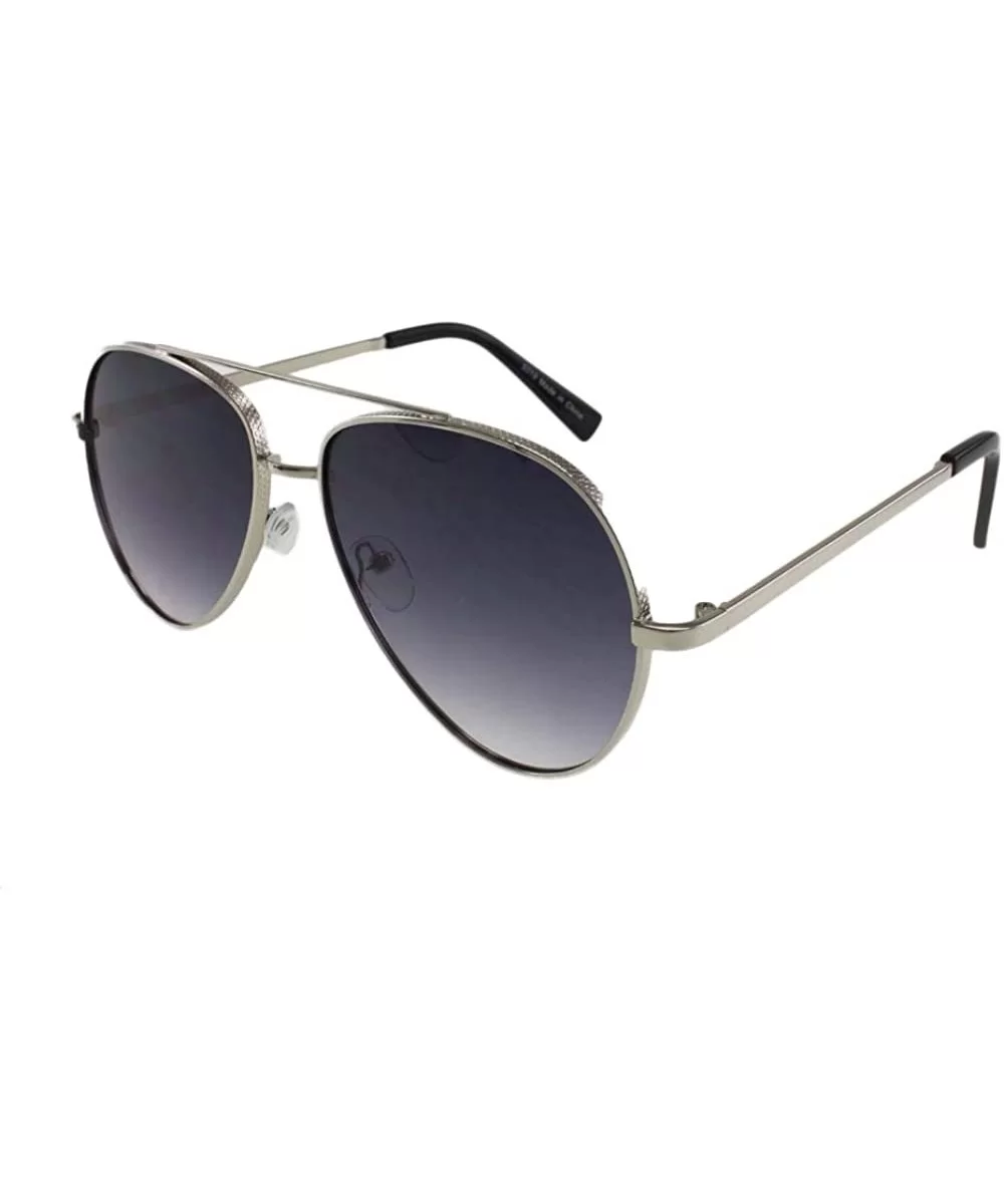 Jaxon - Textured Metal Frame Aviator Sunglasses - Silversmoke - CZ18RS7U7A2 $18.09 Aviator