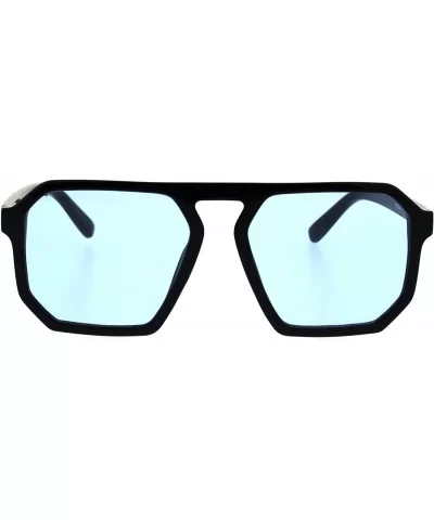 Mens Robotic Futuristic Racer Plastic Retro Pop Color Lens Sunglasses - Black Blue - CQ18EMKTA74 $12.28 Rectangular