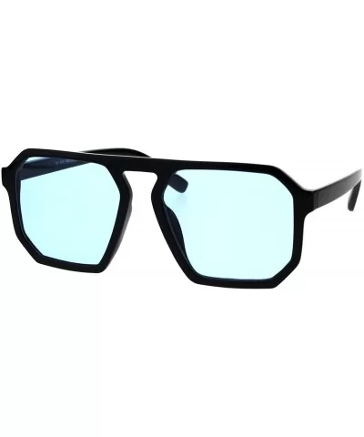 Mens Robotic Futuristic Racer Plastic Retro Pop Color Lens Sunglasses - Black Blue - CQ18EMKTA74 $12.28 Rectangular