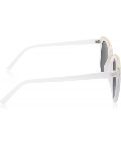 Womens Fashion Dapper Horned Rim Mirrored Lens Sunglasses - Silver - CG18KNNDY5H $13.61 Square