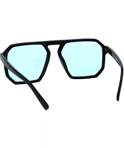 Mens Robotic Futuristic Racer Plastic Retro Pop Color Lens Sunglasses - Black Blue - CQ18EMKTA74 $12.28 Rectangular