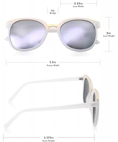 Womens Fashion Dapper Horned Rim Mirrored Lens Sunglasses - Silver - CG18KNNDY5H $13.61 Square