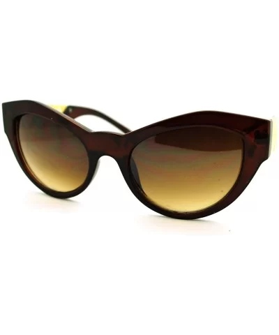 Womens Fashion Sunglasses Designer Chain Frame Oval Cateye UV 400 - Brown - CY11M6O92XL $12.07 Oval