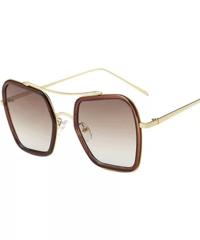 Women's Classic Clear lens Eye wear Full metal frame Sunglasses - Tawny/Double Tawny - CY12DW22TPD $21.07 Shield