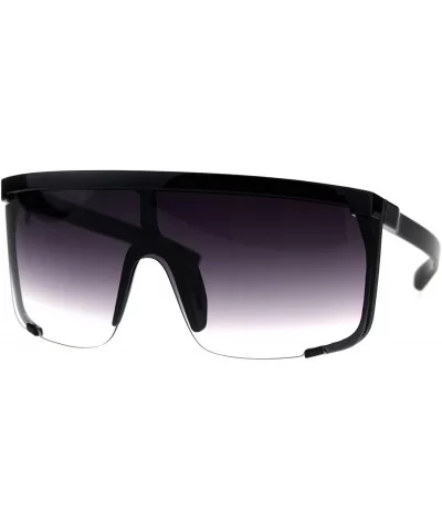 Super Oversized Goggle Sunglasses Unisex Fashion Square Frame UV 400 - Black (Smoke) - CI18KMMXXQS $18.02 Square