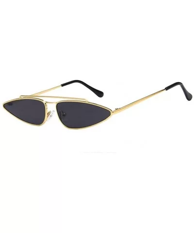 Vintage Retro Narrow Cat Eye Metal Triangle Festival Sunglasses Cateye Sunglasses - Goldgray - CP18R5NE452 $15.84 Round