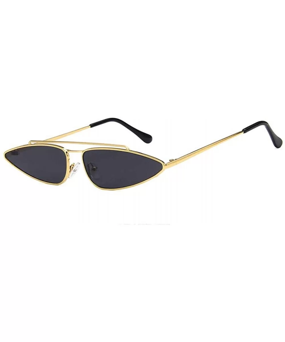 Vintage Retro Narrow Cat Eye Metal Triangle Festival Sunglasses Cateye Sunglasses - Goldgray - CP18R5NE452 $15.84 Round