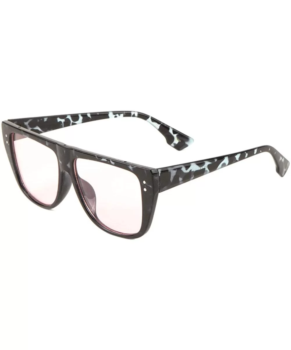 Flat Top Classic Stud Frame Detachable Top Shield Sunglasses - Pink Demi - CZ19889ZZW5 $19.78 Shield