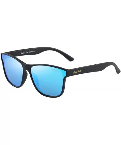Polarized Sunglasses Rectangular UV Protection for Men Women - Matte Black Frame Ice Blue Lens - C218UY6OEWH $33.73 Rectangular