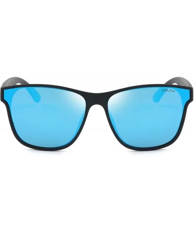 Polarized Sunglasses Rectangular UV Protection for Men Women - Matte Black Frame Ice Blue Lens - C218UY6OEWH $33.73 Rectangular