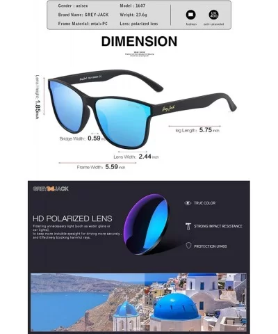 Polarized Sunglasses Rectangular UV Protection for Men Women - Matte Black Frame Ice Blue Lens - C218UY6OEWH $33.73 Rectangular