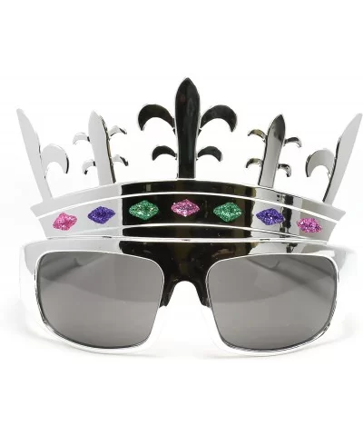 Fancy Bling Diamond Chrome Crown Shaped Sunglasses - Silver - C11190QROFB $12.49 Goggle