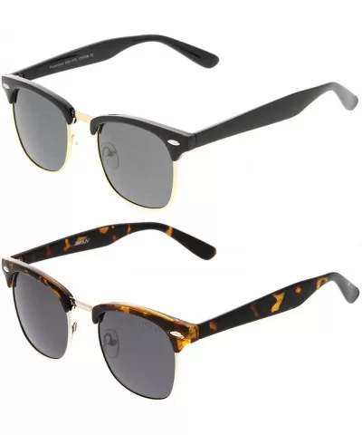 Polarized Lens Classic Half Frame Horn Rimmed Sunglasses 50mm - 2-pack - Tt-slvr/Smk & Blk-gld/Smk Polarized - CA12NDAOXQL $2...
