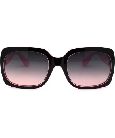 Womens Mod Thick Plastic Rectangular Designer Sunglasses - Black Pink Pink Smoke - CK18YTCAH0N $12.93 Rectangular