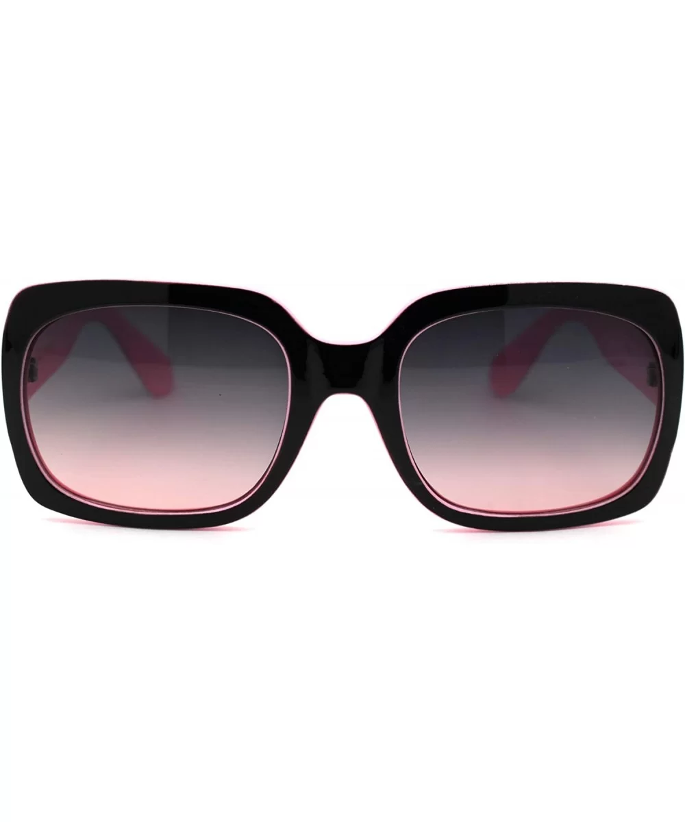 Womens Mod Thick Plastic Rectangular Designer Sunglasses - Black Pink Pink Smoke - CK18YTCAH0N $12.93 Rectangular