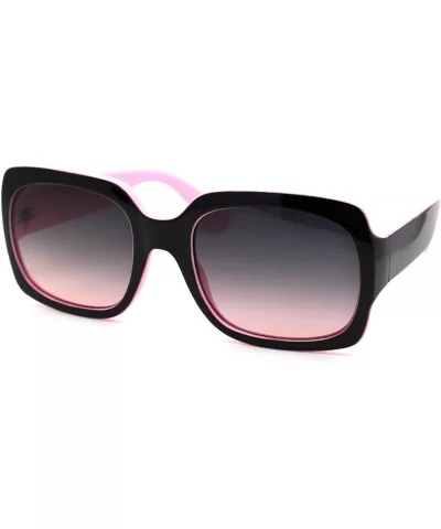 Womens Mod Thick Plastic Rectangular Designer Sunglasses - Black Pink Pink Smoke - CK18YTCAH0N $12.93 Rectangular