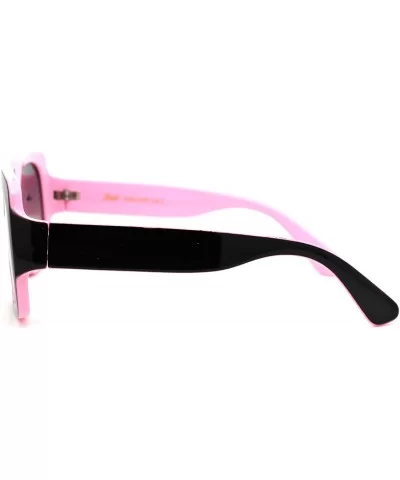 Womens Mod Thick Plastic Rectangular Designer Sunglasses - Black Pink Pink Smoke - CK18YTCAH0N $12.93 Rectangular