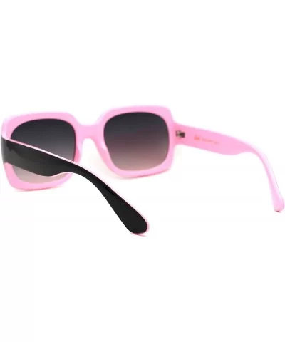 Womens Mod Thick Plastic Rectangular Designer Sunglasses - Black Pink Pink Smoke - CK18YTCAH0N $12.93 Rectangular