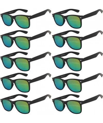 Wholesale of 10 Pairs Mirror Reflective Colored Lens Sunglasses Horn Rimmed Style - 10_pairs_flat_lens_green - C712NRKM7OL $2...