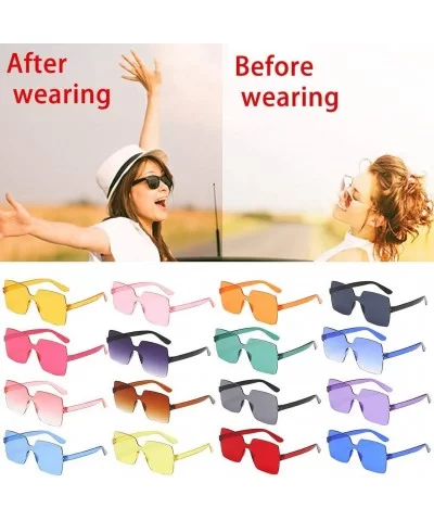 Unisex Jelly Square Sunglasses Sexy Retro Women Men Candy Color Integrated UV Outdoor Glasses - A - C2196TX2TT9 $10.37 Square