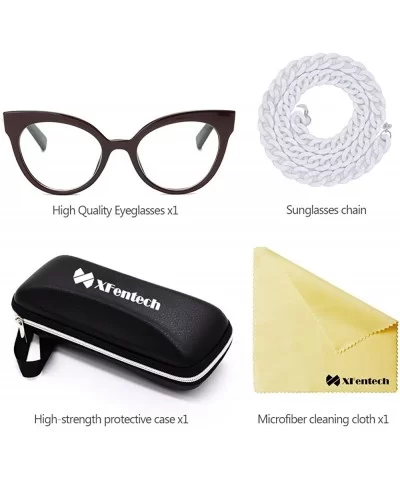 Retro Fashion Nerd Clear Lens Women Eyeglasses Transparent Cateye Eyewear With Chain - Style a 2 - CH18EWYA9DR $21.51 Oversized