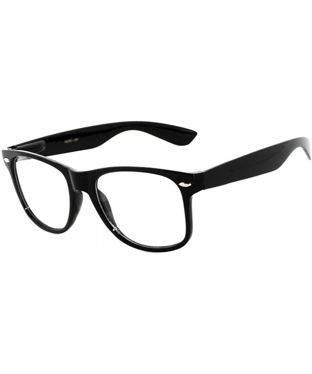 Retro Style Black Shiny Frame Clear Lens Sunglasses - C811V0HRUF7 $11.04 Rimless