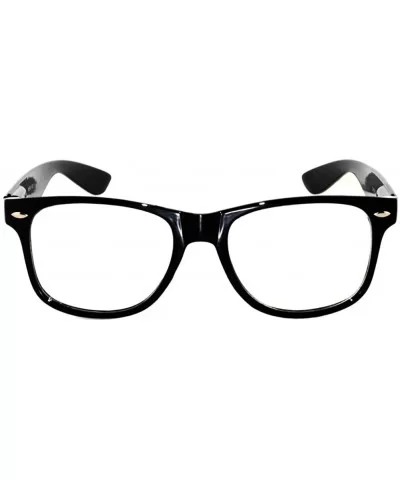 Retro Style Black Shiny Frame Clear Lens Sunglasses - C811V0HRUF7 $11.04 Rimless