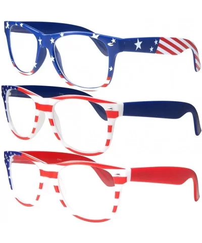 NON-Prescription USA American Patriot Flag Glasses - All 3 Pairs - CM1838ZYXWW $28.39 Wayfarer