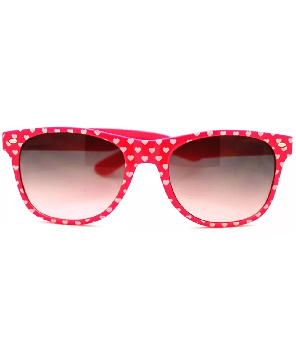 Retro Womens Spring Hinge Temple Heart Pattern Print Horned Sunglasses - Pink / White - CF11EMJBNCB $13.78 Wayfarer