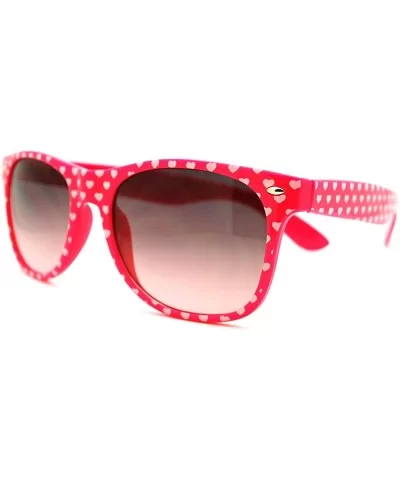 Retro Womens Spring Hinge Temple Heart Pattern Print Horned Sunglasses - Pink / White - CF11EMJBNCB $13.78 Wayfarer