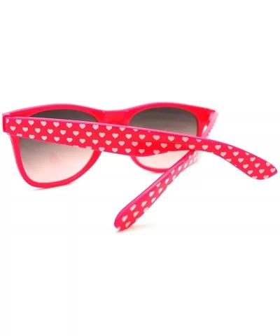 Retro Womens Spring Hinge Temple Heart Pattern Print Horned Sunglasses - Pink / White - CF11EMJBNCB $13.78 Wayfarer