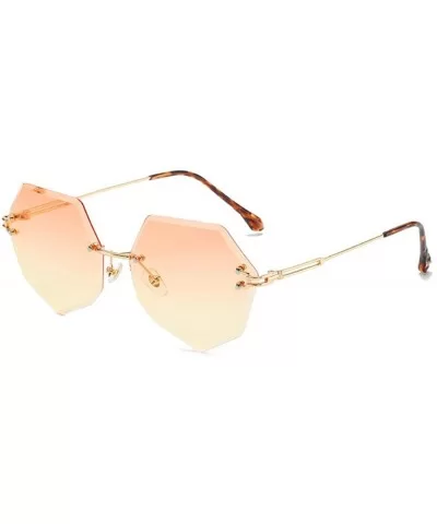 Rimless Colored Sunglasses Ocean Glasses Female Sunshade Glasses - 3 - CX198R6I8YW $45.26 Rimless