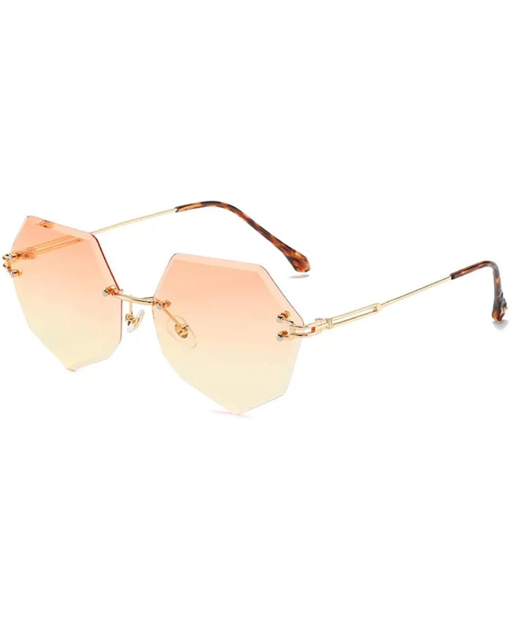 Rimless Colored Sunglasses Ocean Glasses Female Sunshade Glasses - 3 - CX198R6I8YW $45.26 Rimless