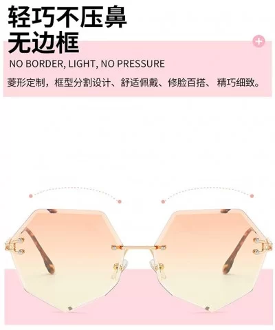 Rimless Colored Sunglasses Ocean Glasses Female Sunshade Glasses - 3 - CX198R6I8YW $45.26 Rimless