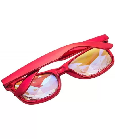 Kaleidoscope Sunglasses Round Rave Festival Diffraction BEST Prism Glasses - Gold+red - CJ18HQLT7LX $41.44 Aviator