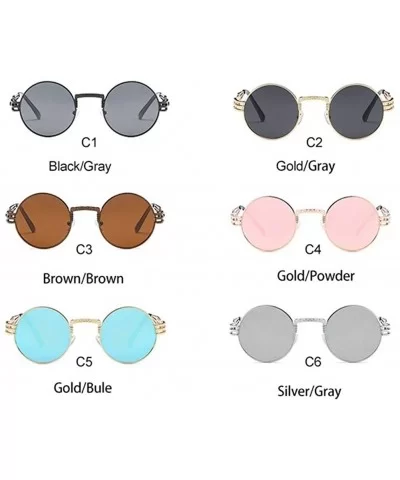 Steampunk Round Sunglasses for Women and Men with Spring Hings - C4 Pink Pink - CC1989A2T8G $18.24 Round