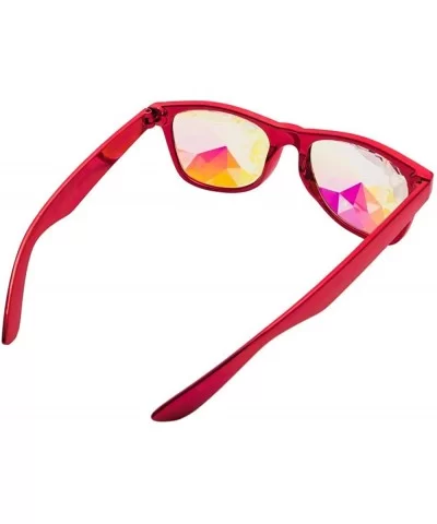 Kaleidoscope Sunglasses Round Rave Festival Diffraction BEST Prism Glasses - Gold+red - CJ18HQLT7LX $41.44 Aviator