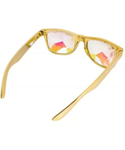 Kaleidoscope Sunglasses Round Rave Festival Diffraction BEST Prism Glasses - Gold+red - CJ18HQLT7LX $41.44 Aviator