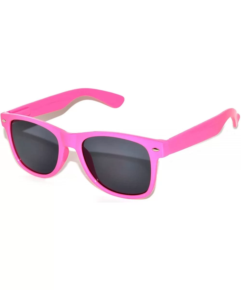 Retro 80's Vintage Sunglasses Colored Frame Smoke Lens Brand - New_retro_smoke_pink_hot - C3184IGS7TN $11.74 Sport