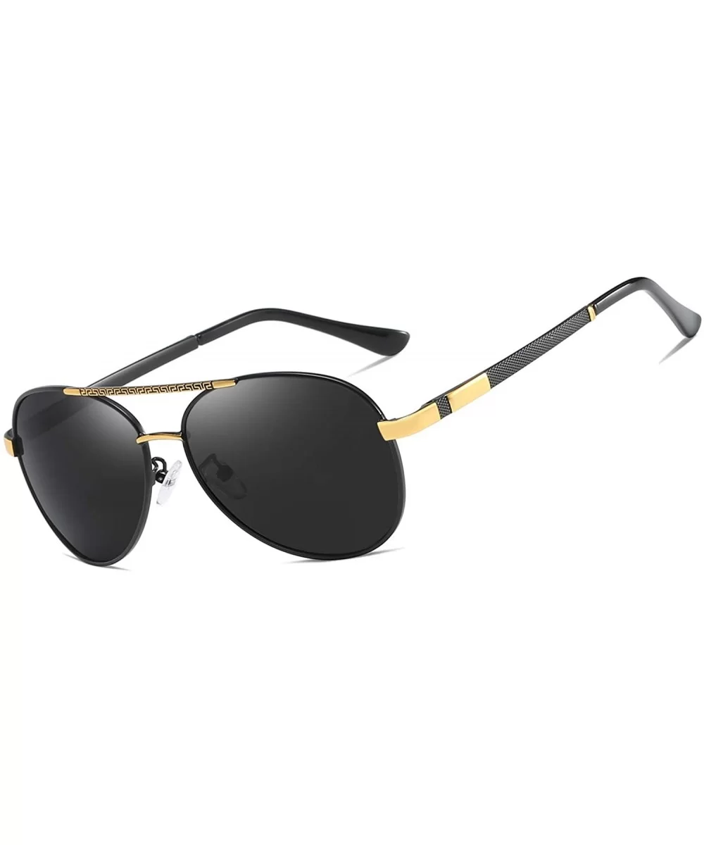 Polarized Avaitor Sunglasses for Men Driving Wayfarer Sun Glasses Women - Black Gold - CY194Z7AQ3Z $27.82 Aviator