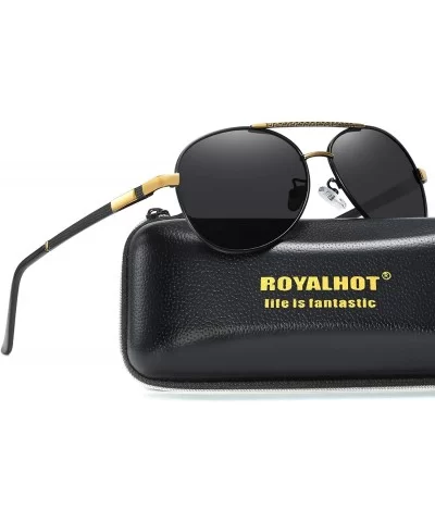 Polarized Avaitor Sunglasses for Men Driving Wayfarer Sun Glasses Women - Black Gold - CY194Z7AQ3Z $27.82 Aviator