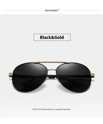 Polarized Avaitor Sunglasses for Men Driving Wayfarer Sun Glasses Women - Black Gold - CY194Z7AQ3Z $27.82 Aviator