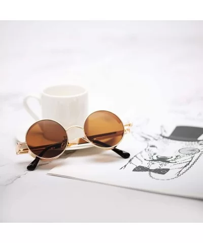 Retro Steampunk Retro Metal Round Frame Sunglasses - Whole Tea Lens/Gold Frame - CX196SQ9XR2 $20.99 Round