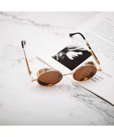 Retro Steampunk Retro Metal Round Frame Sunglasses - Whole Tea Lens/Gold Frame - CX196SQ9XR2 $20.99 Round