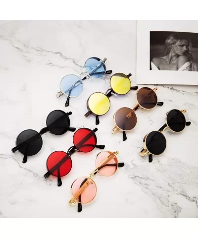 Retro Steampunk Retro Metal Round Frame Sunglasses - Whole Tea Lens/Gold Frame - CX196SQ9XR2 $20.99 Round